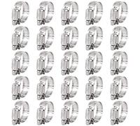 Keadic 25Pcs Adjustable Fuel Line Clips Worm Gear Hose Clamp Assortment Kit for Various Pipes Automotive Mechanical Use - 304 Stainless Steel (18-32mm)