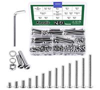 Keadic 261 Pcs M6 13 Sizes Hex Socket Button Head Cap Screws Assortment Kit, 304 Stainless Steel Standard Metric Threaded Hexagon Bolts Screws Nuts Washers Fastener Hardware
