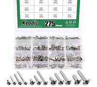 Keadic 275 Pcs 12 Sizes M3/M4/M5/M6 304 Stainless Steel Round Head Self Tapping Screws Assortment Set Phillips Drive Wood Screw Pan Head Sheet Metal Self-Drilling Screws