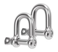 Keadic 2Pcs 304 Stainless Steel D Shape Shackle, 1/2" (12mm) Bow Shackle Screw Pin Anchor Shackles D Shackle Marine Grade for Camping and Hiking
