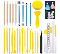 Keadic 30 Pieces Polymer Modeling Clay Sculpting Tools Set for Shaping and Sculpting, Ball Stylus Dotting Tools, Plastic Clay Modeling Tools for Cake Fondant Decoration and Nail Art