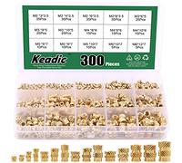 Keadic 300 Pcs M2 M3 M4 M5 M6 Brass Embedment Nut Assortment Kit, Female Thread Brass Knurled Nuts Threaded Heat Set for Fastening Fixing Injection Molding and Printing 3D Printer