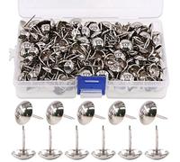 Keadic 300Pcs 9/16" (14mm) Antique Upholstery Tacks Furniture Nails Pins Assortment Kit for Upholstered Furniture Cork Board or DIY Projects - Silver