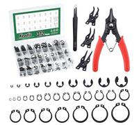 Keadic 312Pcs [M4-M28] C-Clip External Retaining Rings Snap Rings Assortment Kit & [1.5mm-10mm] E-Clip Circlip Ring Assortment Set & Pcs Snap Ring Plier with Tweezers (Alloy Steel)