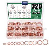Keadic 320Pcs 12 Sizes Flat Washer Assortment Kit Copper Metric Sealing Washers - M5 M6 M8 M10 M12 M14 M16 M20
