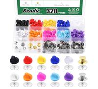 Keadic 320Pcs Tie Tacks, Rubber & Copper Blank Pins with Multi-color Silicone Pin Locks for Brooch, Hat, Badge Insignia
