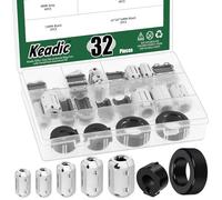 Keadic 32Pcs Clip-on Ferrite Ring Core RFI EMI Noise Suppressor Cable Clip Set, Anti-interference cable clip for 3.5/5/7/9/13/15/16mm Inner Diameter Telephones Tvs Speakers Radio Audio(Gray)