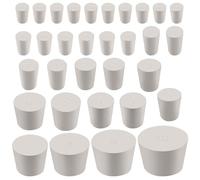 Keadic 32Pcs White Solid Rubber Stopper Tapered Lab Plugs, 13 Assorted Sizes Rubber Plug, Tapered Lab Rubber Plugs Black Lab Plug Tapered Lab Seal Rubber Stoppers for Sealing