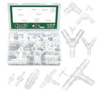 Keadic 36Pcs Hose Barb Fittings Kit, Versatile Plastic Pipe Fittings Set, Airline Tubing Connectors, Pipe Connector Joint Splicer Mender Adapter Union for Aquarium Adapter Gas Liquid Air