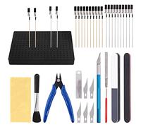 Keadic 37Pcs Model Tool Paint Kit Includes Professional Gundam Model Basic Tools, Painting Stand Base Holder and Alligator Clip Sticks Modeling Tools for Airbrush Hobby Model Building Parts Assemble