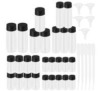 Keadic 38Pcs Sample Glass Bottles Vials with Screwcap Assortment Set W Dropper and Funnel, 5/10/15/20/30ML Liquid Refillable Container for Cosmetic Dispense, Laboratory, Essential Oil (Clear)
