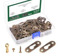 Keadic 40 Pcs Single Keyhole Picture Frame Hanger with 160 Pieces Screws and 80 Hooks, Metal Keyhole Hanging Fasteners Brackets for Mirror Frame Cabinet, 43 x 16 mm(Bronze)