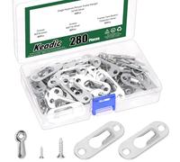 Keadic 40 Pcs Single Keyhole Picture Frame Hanger with 160 Pieces Screws and 80 Hooks, Metal Keyhole Hanging Fasteners Brackets for Mirror Frame Cabinet, 43 x 16 mm(Silver)