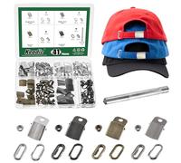 Keadic 40 Set Stainless Steel Hat Cap Buckle with Installation Tool,Hat Snap Replacement, Adjustable Baseball Cap Buckle with Perforation for Baseball Cap Backpack Straps Repair,Hole Size: 5mm