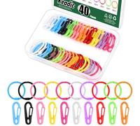 Keadic 40Pcs Colorful Carabiner Clips Tiny Spring Snap Hook Keychains and Loose Leaf Binder Rings,Mini Key Rings and Carabiner Clips Set for Index Cards Flashcards Notebook, Keychain Key