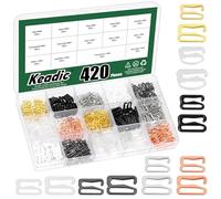 Keadic 420Pcs Swimsuit Bra Strap Hooks,Bathing Suit Straps Replacement Metal Bra Hooks Replacement for Swimsuit Tops Lingerie Slip Dress Camisole,7 Colors, 2 Size (16mm, 12mm),G-shaped