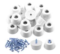 Keadic 42Pcs Non-slip Rubber Feet for Cutting Board, 30 * 22 * 15MM White Furniture Slider Glide Pad Floor Protector with Built-in Gasket and Screws for Wooden Furniture Chair Tables Sofa