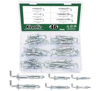 Keadic 46Pcs 6 Sizes Hollow Wall Anchor Screw Assortment Set, M4*32, M4*38, M5*37, M5*52, M6*52,M6*65, Heavy Duty Zinc Plated Steel Molly Bolts for Plasterboard Fixing (L Style)