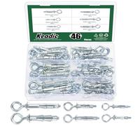Keadic 46Pcs 6 Sizes Hollow Wall Anchor Screw Assortment Set, M4*32, M4*38, M5*37, M5*52, M6*52,M6*65, Heavy Duty Zinc Plated Steel Molly Bolts for Plasterboard Fixing (Round Ring)