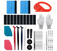 Keadic 47Pcs Car Vinyl Wrap Tool Kits, Felt Squeegees with Spare Fabric Felts, Vinyl Graphic Magnet Holders, Gloves, Zippy Vinyl Cutter, Utility Knife and Blades, Micro Squeegees and Storage Box