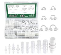 Keadic 48 PCE Hose Barb Fittings Kit, Pipe Connector Joint Splicer Mender Adapter Union for Aquarium Adapter Gas Liquid Air, for Hose ID 5/32",7/32",3/16",5/16",7/16",3/8",5/8",1/4", 3/4", 1/2"