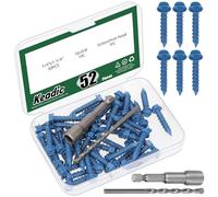 Keadic 50 PCS 1/4" Slotted Hex Washer Head Concrete Screws Anchor & Drill Bit Set - Perfect for Anchoring to Masonry, Block or Brick Stucco,Secure Fastening on Concrete (Blue,Long 32mm/1-1/4in)