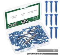 Keadic 50 PCS 3/16" Concrete Screw Anchor with Phillips Flat Head & Drill Bit Set - Perfect for Anchoring to Masonry, Block or Brick Stucco,Secure Fastening on Concrete (Blue,Long 32mm/1-1/4in)