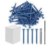 Keadic 50 PCS 3/16" Concrete Screw Anchor with Phillips Flat Head & Drill Bit Set - Perfect for Anchoring to Masonry, Block or Brick Stucco,Secure Fastening on Concrete (Blue,Long 82mm/3-1/4in)