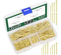 Keadic 500 Pcs Nail Assortment Kit, 4 Sizes, Small Nails, Nails for Hanging Pictures, Finishing Nails, Wall Nails for Hanging, Pin Nails, Hardware Nails, Assorted Nails, Galvanized Nails(Golden)