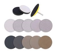Keadic 50pcs 3 Inch Dry & Wet/Dry Sanding Discs Assortment Kit Aluminum Oxide Multiple Grits 80-7000, with 1/4 inch Shank Backing Pad and Soft Foam Buffering Pad for Hook & Loop Grinding Disc