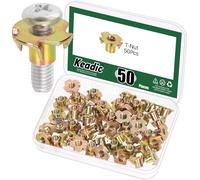 Keadic 50Pcs 4-Pronged T-Nuts, M6 x 10mm Four Claws Blind Tee Nuts, Colored Zinc Plated Carbon Steel Fasteners for Furniture, Cabinetry, Climbing Wall & Woodwork Installation