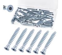 Keadic 50Pcs Confirmat Screws, Hex Socket Drive Countersunk Self-Tapping, Blue & White Zinc Plated Furniture Contecting Screw for Industrial and Scientific, M7 x 50mm