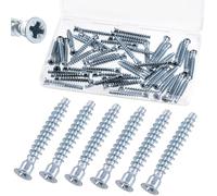 Keadic 50Pcs HighPoint Confirmat Screws, Flat Head Countersunk Screws, Blue & White Zinc Plated Furniture Contecting Screw for Industrial and Scientific, M7 x 50mm