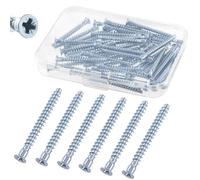 Keadic 50Pcs HighPoint Confirmat Screws, Flat Head Countersunk Screws, Blue & White Zinc Plated Furniture Contecting Screw for Industrial and Scientific, M5 x 50mm