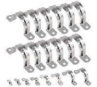 Keadic 50Pcs M45 Metric Two Hole Strap U Bracket Tube Strap Tension Clips 304 Stainless Steel Heavy Duty Rigid Pipe Strap Clamp, for Pipe Fixing on Various Surfaces