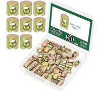 Keadic 50Pcs Slotted Barrel Nuts, Cross Dowels Slotted Nut Kit Bolts Cross Dowels Nuts Baby Bed Crib Screws for Headboards Chairs Furniture, M6 x 10mm, Colored Zinc Plated
