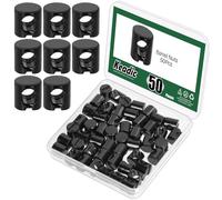 Keadic 50Pcs Slotted Barrel Nuts, Cross Dowels Slotted Nut Kit Bolts Cross Dowels Nuts Baby Bed Crib Screws for Headboards Chairs Furniture, M6 x 10mm, Black