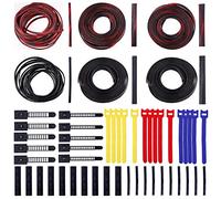 Keadic 51Pcs 1/2" 1/4" 1" Cable Management Wire Loom Kit Includes 16 ft Braided Cable Sleeve, Reusable Cord Ties, Heat Shrink Tube and Adhesive Nylon Zip Wire Straps for USB Audio Video