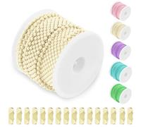 Keadic 51Pcs Ball Beads Chain with Connectors, 197 "/5M Bulk Dog Tag Metal, Ball Chain Keychains for Jewelry Making DIY Crafts(Milky White)
