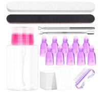 Keadic 556Pcs Nail Polish Gel Remover Tools Kit Contains Nail Wipe Cotton Pads, Nail Clips, 180ml Empty Bottle Dispenser, Cleaning Brush, Cuticle Peeler, Nail File, Buffer Block (Purple)