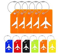 Keadic 5Pcs Silicone Luggage Tag Holders with Name ID Card, Baggage Handbag School Bag Suitcase Instrument Tag Label for Travel Luggage Identifier (Orange)