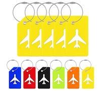Keadic 5Pcs Silicone Luggage Tag Holders with Name ID Card, Baggage Handbag School Bag Suitcase Instrument Tag Label for Travel Luggage Identifier (Yellow)