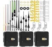 Keadic 6 Pack High Torque Long Shaft Clock Movement Assortment Kit Contains Silent Sweep Motor Replacement, 6 Style Clock Hands, Numeral Scale for Repair DIY (16+20+24MM)
