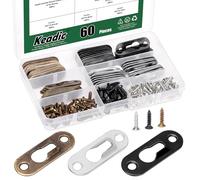 Keadic 60 Pcs Single Keyhole Picture Frame Hanger with 120 Pieces Screws, Metal Keyhole Hanging Fasteners Brackets for Mirror Frame Cabinet, 43 x 16 mm(Black,Bronze,Silver)