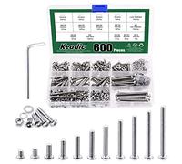 Keadic 601 Pcs M4 11 Sizes Hex Socket Button Head Cap Screws Assortment Kit, 304 Stainless Steel Standard Metric Threaded Hexagon Bolts Screws Nuts Washers Fastener Hardware