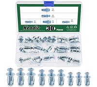Keadic 60Pcs M4 M5 M6 Molly Jack Nuts with Screws Assortment Kit Steel Petal Nuts Large Flange Short Jacknut Expansion Nut Flat Head Threaded Insert Nut for Hardboard Polywood Pressboard
