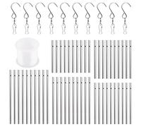 Keadic 61 Pcs 5 Sizes Silver Wind Chimes Tubes Assortment Set with Swivel Hooks Clips and Windchime String, Wind Chime Empty Tubes Parts Supplies for DIY Hanging Home Garden Ornament