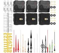 Keadic 6Pack High Torque Long Shaft Clock Movement Kit Contains Silent Sweep Motor Replacement, 6 Style Clock Hands, Numeral Scale for Repair DIY (Shaft Length 20 mm/ 0.78 Inches)