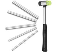 Keadic 6Pcs Flat Head Semi-Tubular Rivets Assortment Kits, Removing Repair Tools, Roll Pin Punches and Starters, Storage Case for Gunsmithing, Silver(L95mm & 99mm, D3mm-8mm)