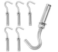 Keadic 6Pcs M10 Expansion Hook,304 Stainless Steel Concrete Wall Hook, Expansion Anchor Bolt Open Cup Hooks Heavy Duty Concrete Hook for Concrete Brick and Stone